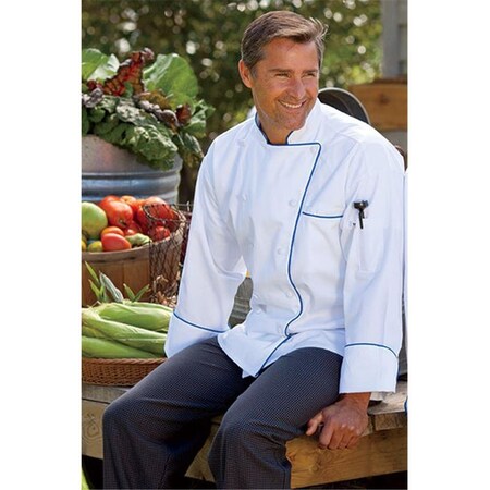 Nathan Caleb Murano Chef Coat in White with Royal Piping Lagre NA608877